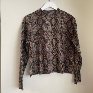 Zara Snakeskin Print Long Sleeve Top